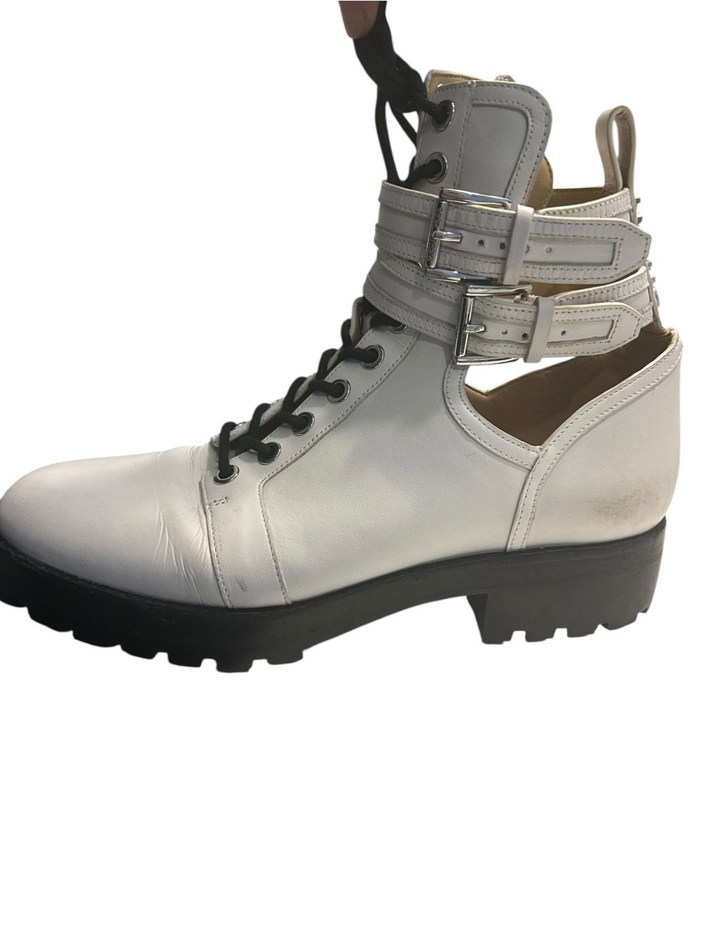 MICHAEL Michael Kors Benson Moto Boots with Buckle Straps/Lug Sole and Cutouts - Picture 7 of 16